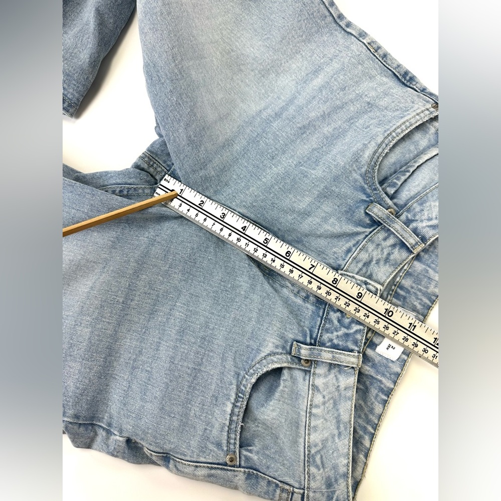 Aeropostale low rise baggy jeans Size 2 26in light wash leopard bow back pockets - Picture 5 of 15